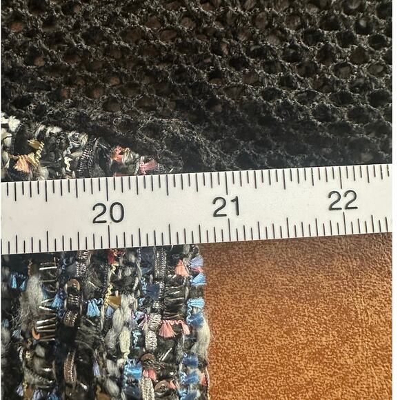 Alberto Malik Large Black Pastel Tweed Mesh Back Open Front Fridge Cardigan - Picture 6 of 8